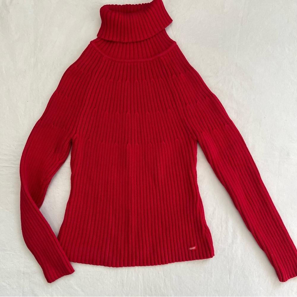 Vintage Esprit Red Turtleneck Sweater 100% Cotton